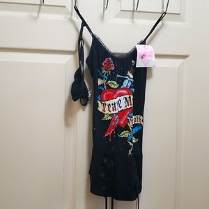 100% Babe goth cami and thong